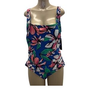 Essentials by Catalina Bright Floral Print One Piece Swimsuit New With Tags